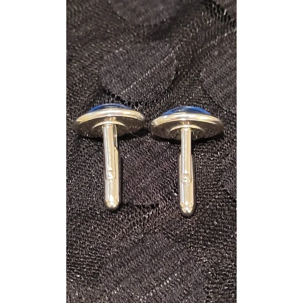 Vintage ANSON Blue Starburst Glass Cufflinks, Mid Century Modern - 1960s